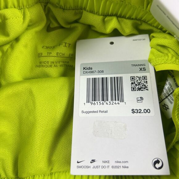 NEW Nike One Dri Fit Girls XS (6/7) Training Loose Fit Running Neon Green Track - Picture 5 of 11
